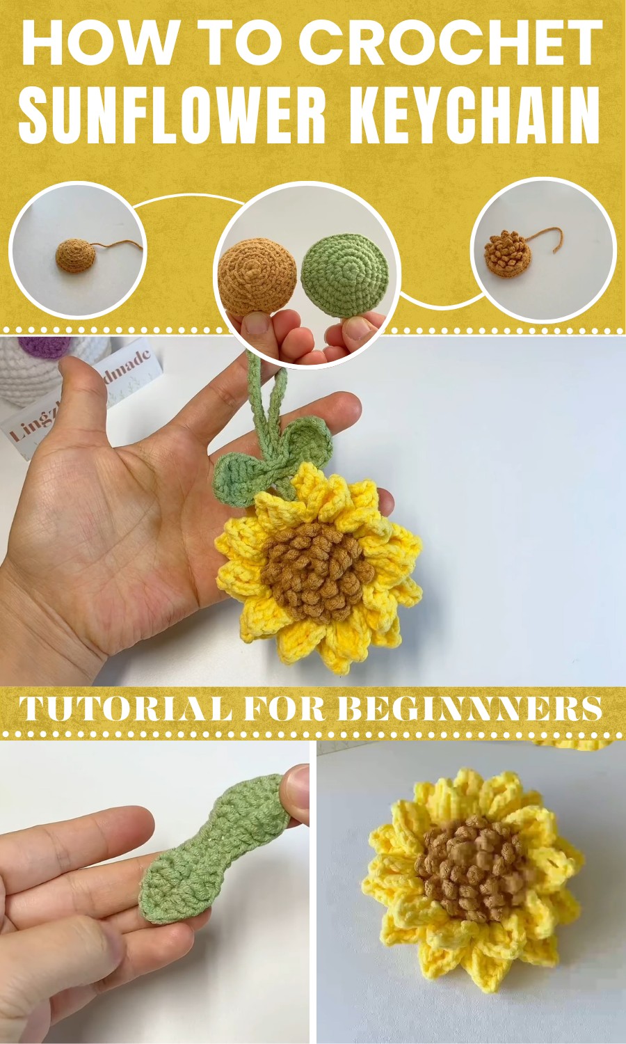 How to Crochet a Sunflower Keychain