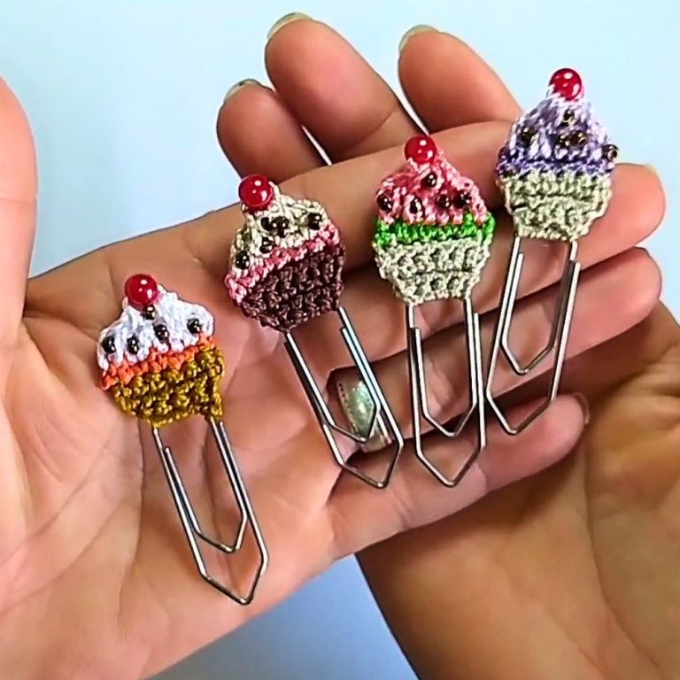 Playful Crochet Clips Decorated Cupcake Pattern for Fun Accessories