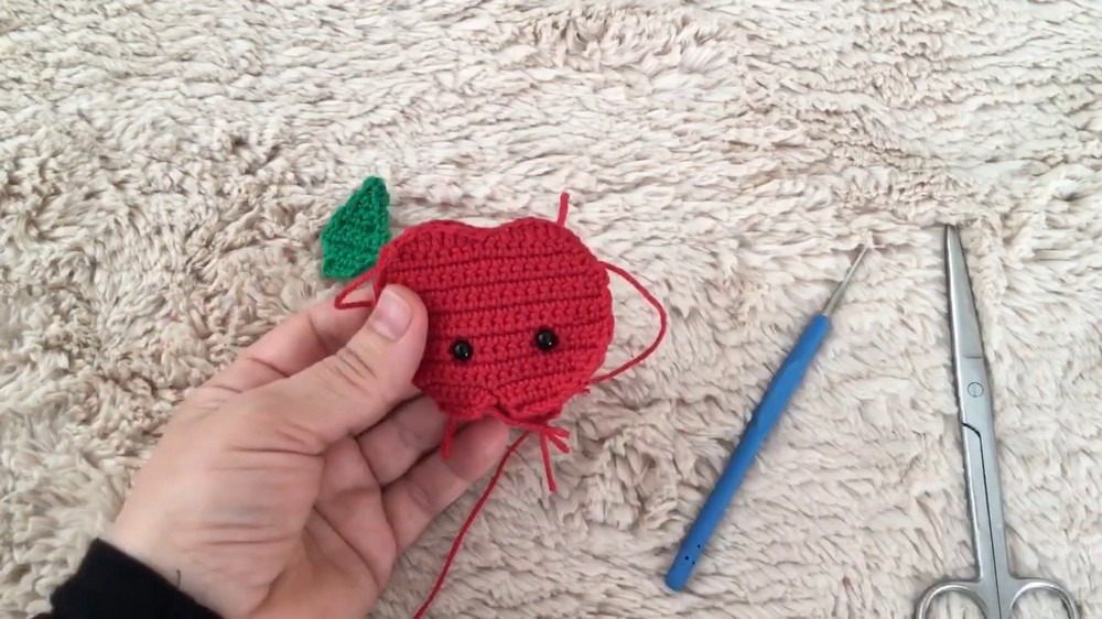 Crochet Apple Keychain