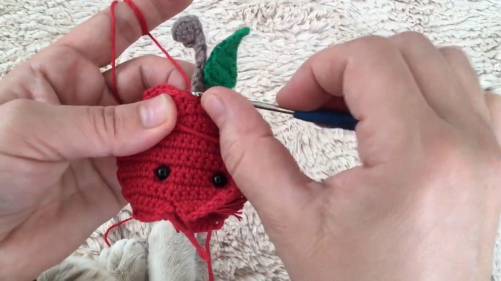 Crochet Apple Keychain