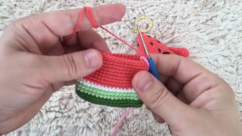 Crochet Watermelon Keychain