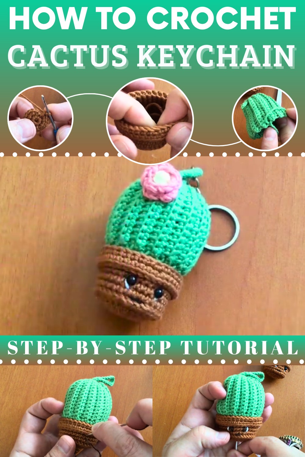 Crochet Cactus Keychain