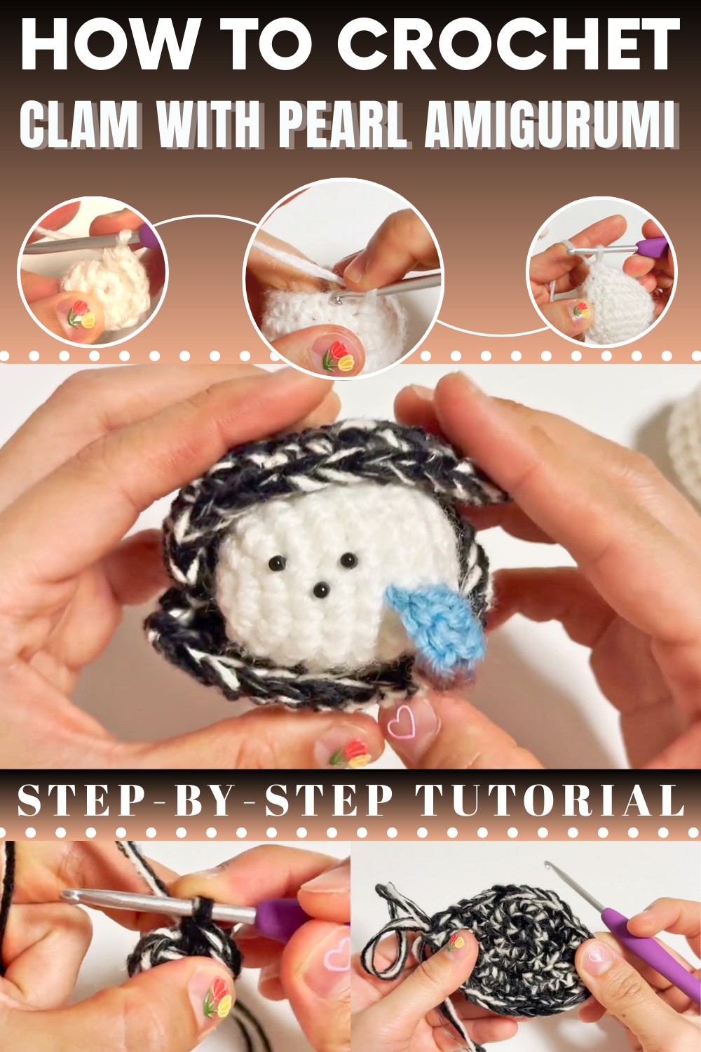 Crochet Clam With Pearl