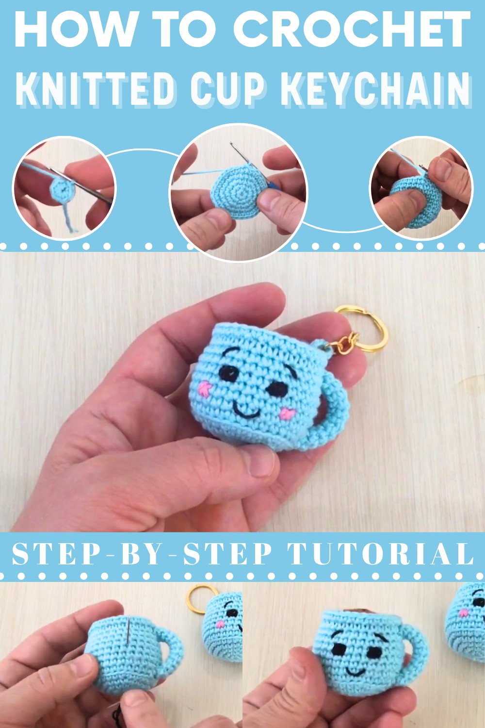 Crochet Knitted Cup Keychain