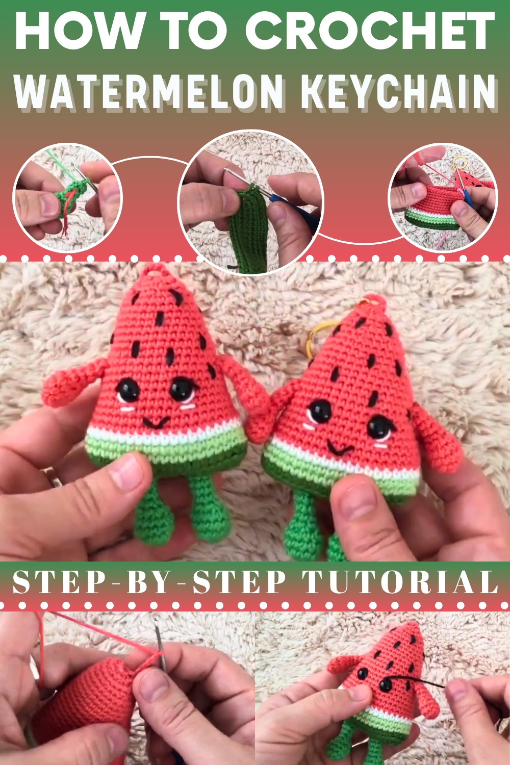 Crochet Watermelon Keychain