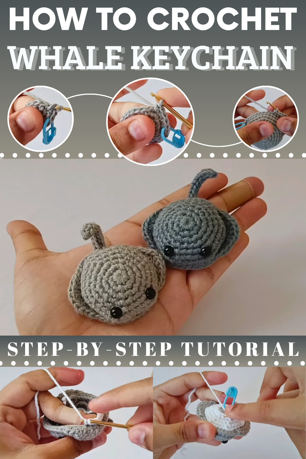 Crochet Whale Keychain