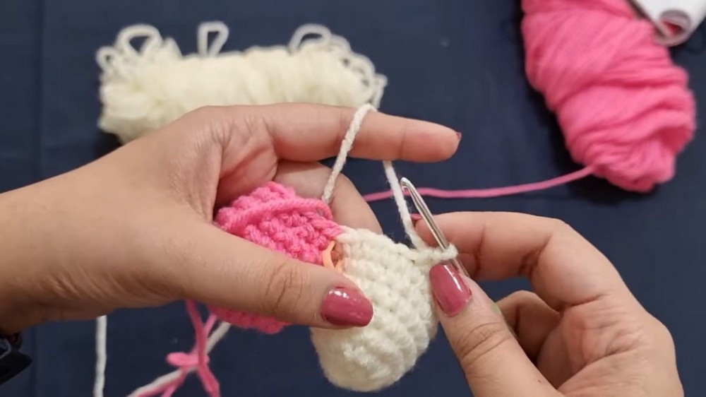 Crochet Couple Heart Keychain