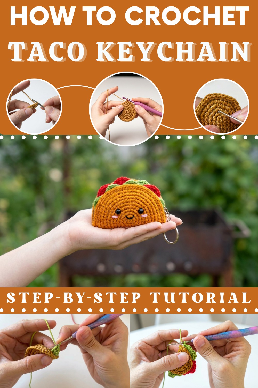 Crochet Taco Keychain Tutorial - Amigurumi Taco 1
