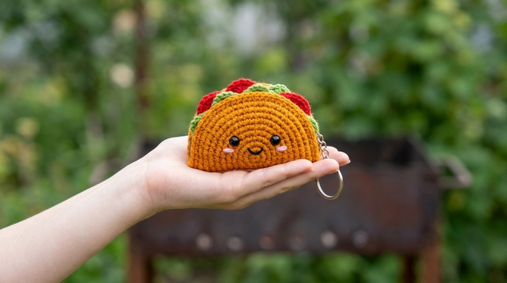 Crochet Taco Keychain Tutorial - Amigurumi Taco 2