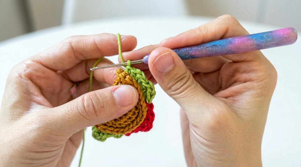 Crochet Taco Keychain Tutorial - Amigurumi Taco 7