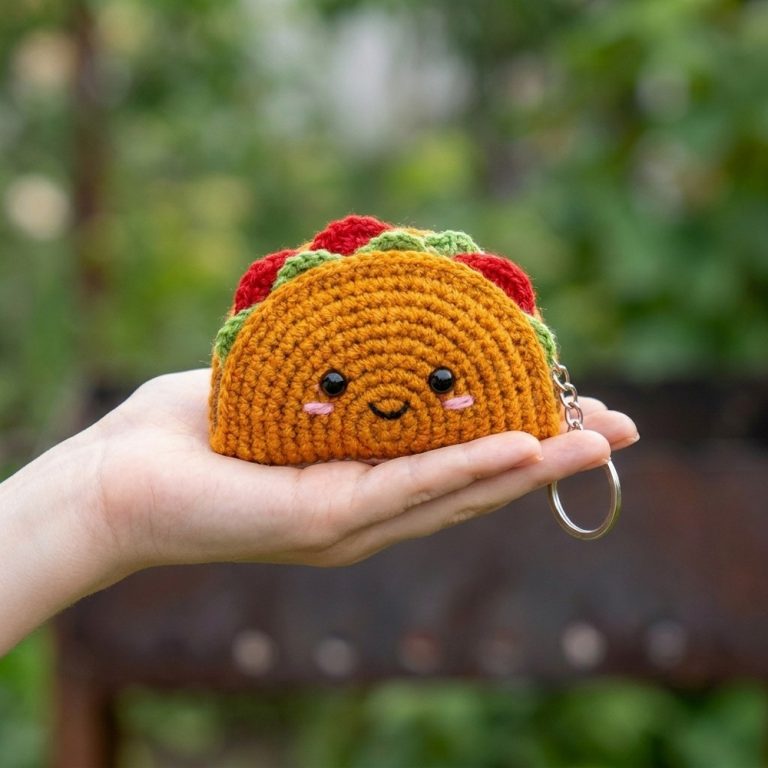 Crochet Taco Keychain Tutorial - Amigurumi Taco 9