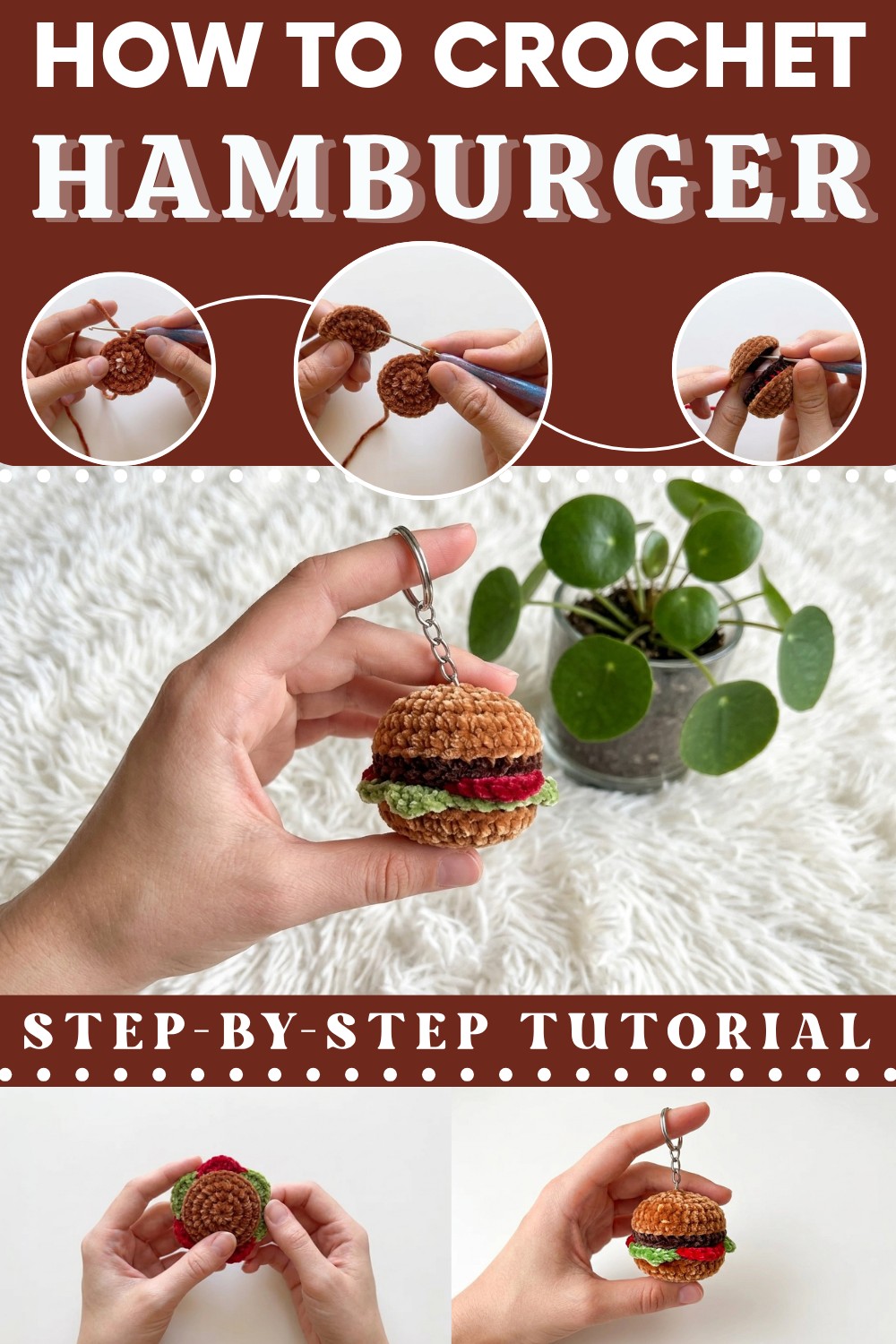 Crochet a Hamburger Keychain Step-by-Step Tutorial 1
