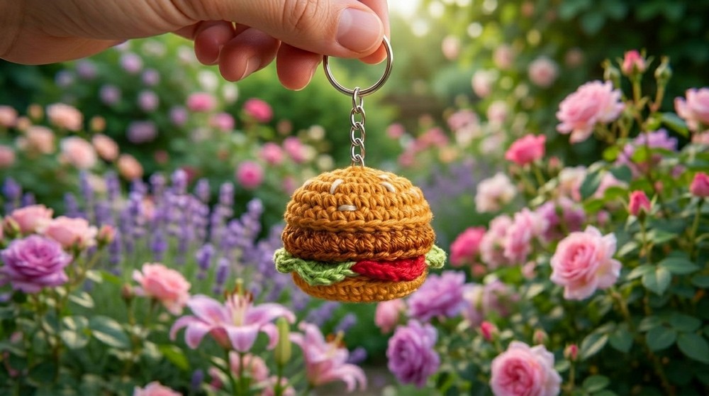 Crochet a Hamburger Keychain Step-by-Step Tutorial 2