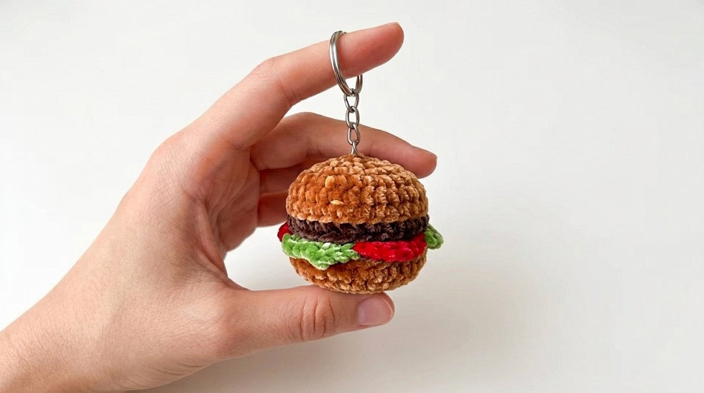 Crochet a Hamburger Keychain Step-by-Step Tutorial 7