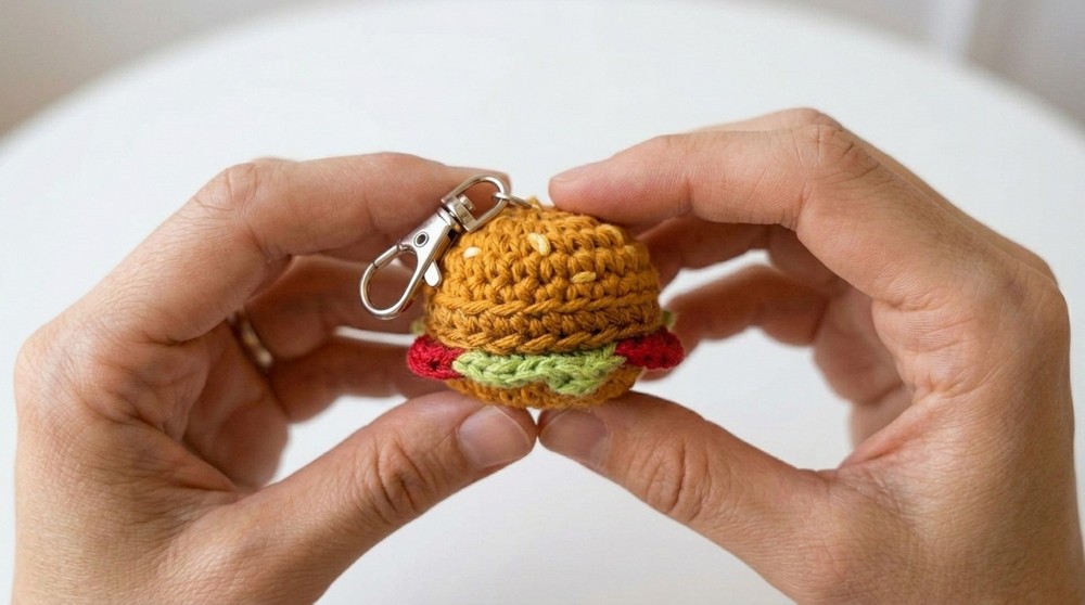 Crochet a Hamburger Keychain Step-by-Step Tutorial 7
