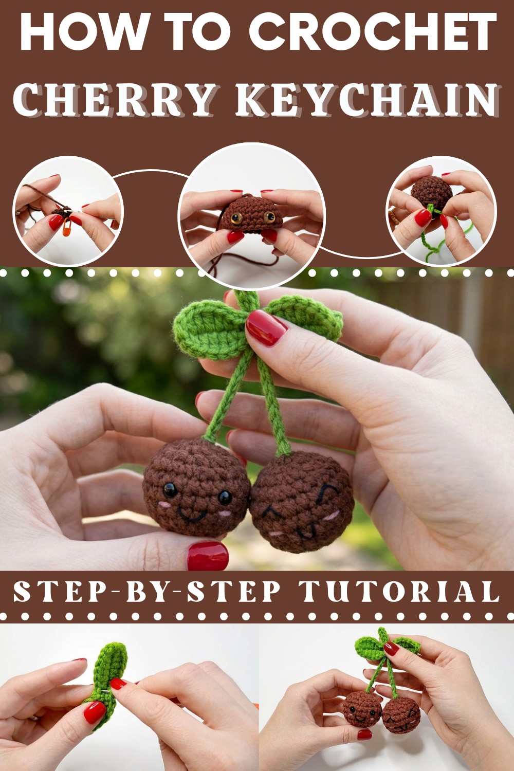 Kawaii cherry keychain crochetedamigurumi 1