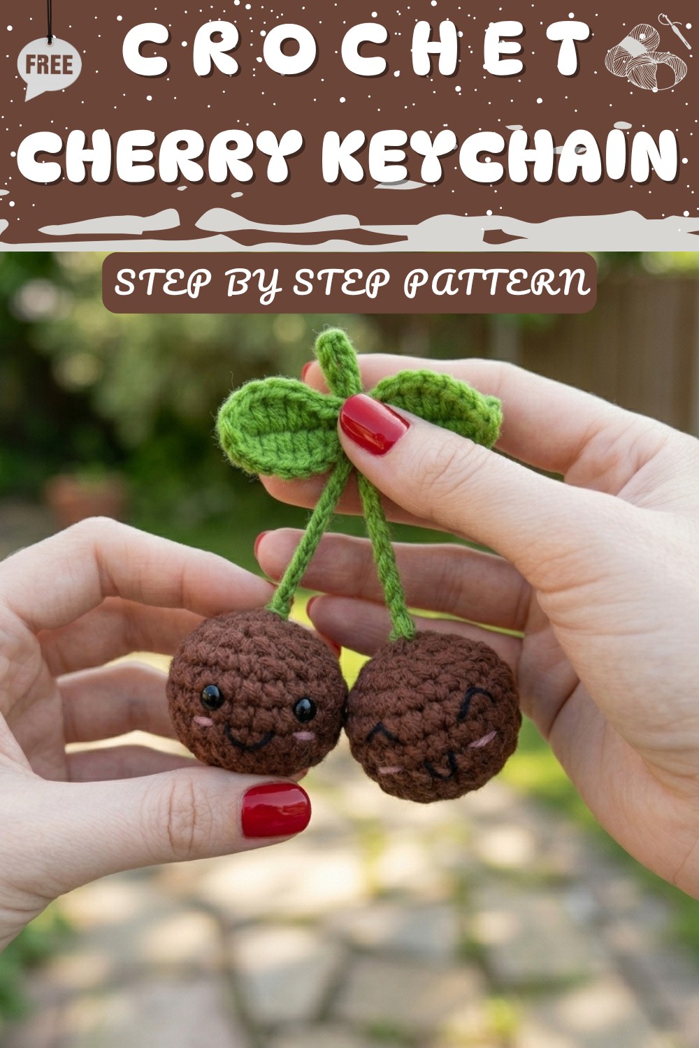 Kawaii cherry keychain crochetedamigurumi 10