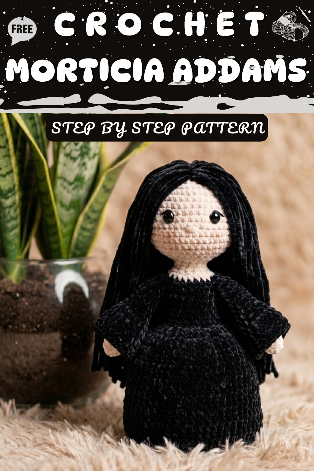 AMIGURUMI MORTICIA ADDAMS (younger version) 11