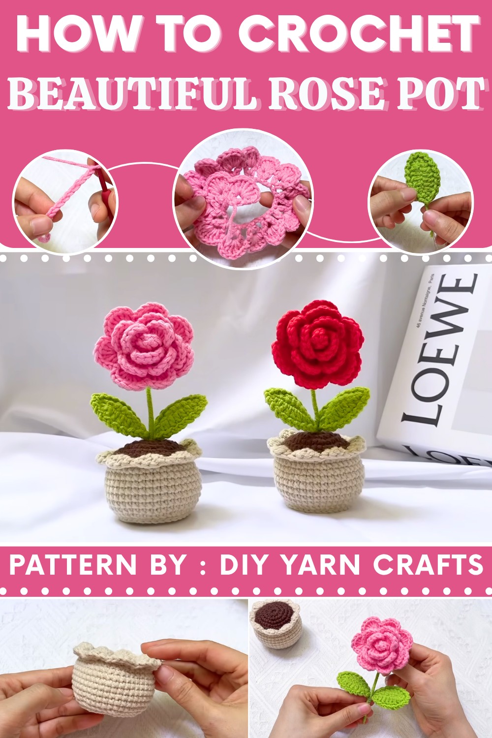 Beautiful Crochet Rose Pot with Easy Pattern (8)