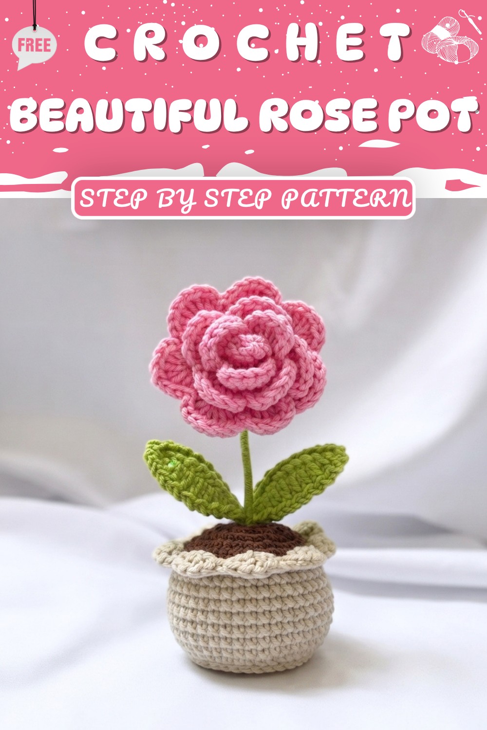 Beautiful Crochet Rose Pot with Easy Pattern (9)