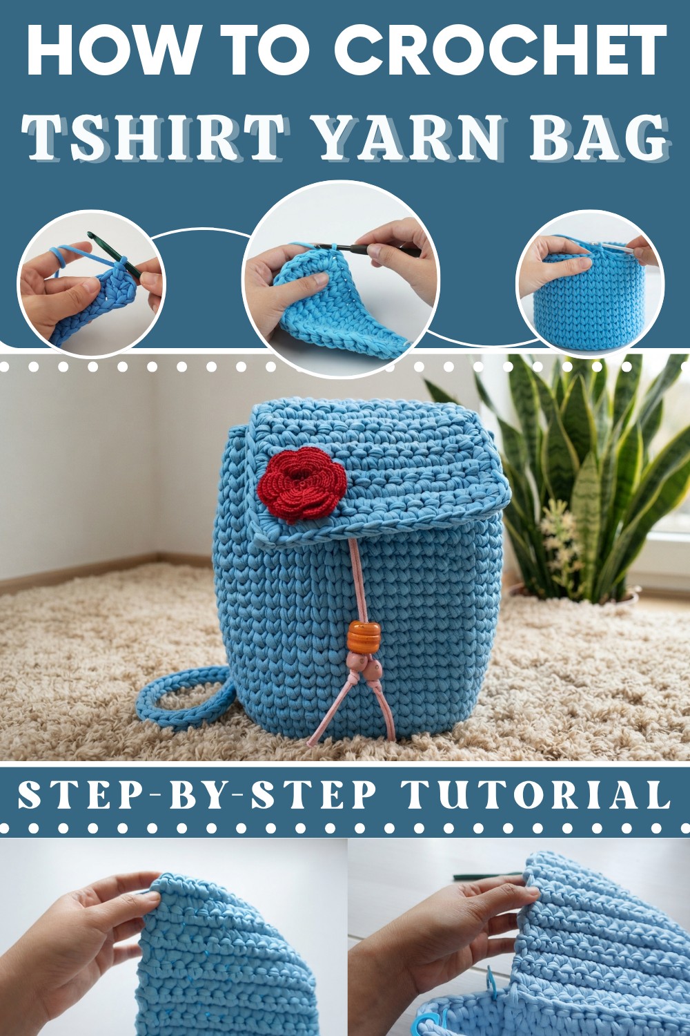 CROCHET TSHIRT YARN BAG 1