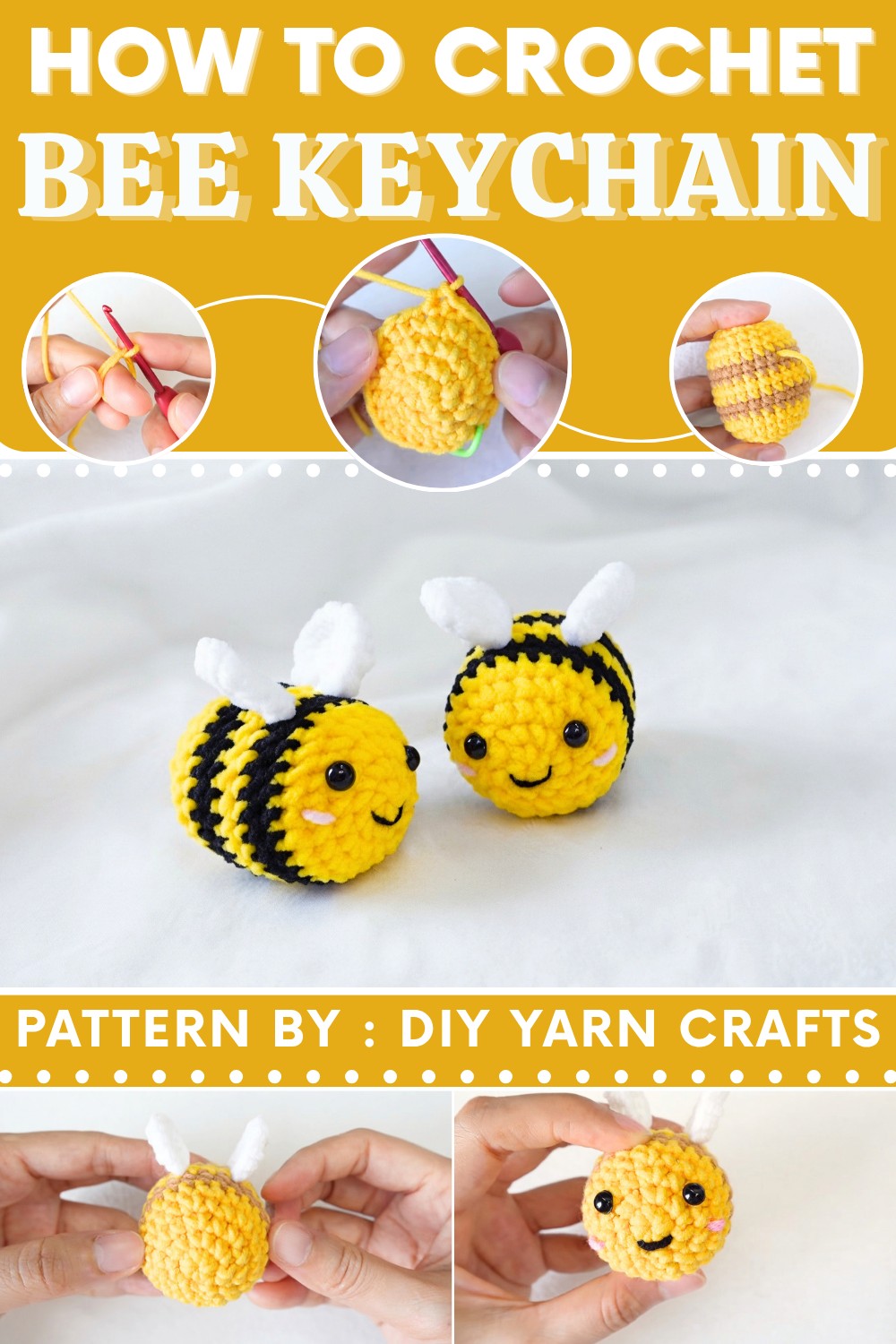 Crochet Bee Keychain Step by Step (9)