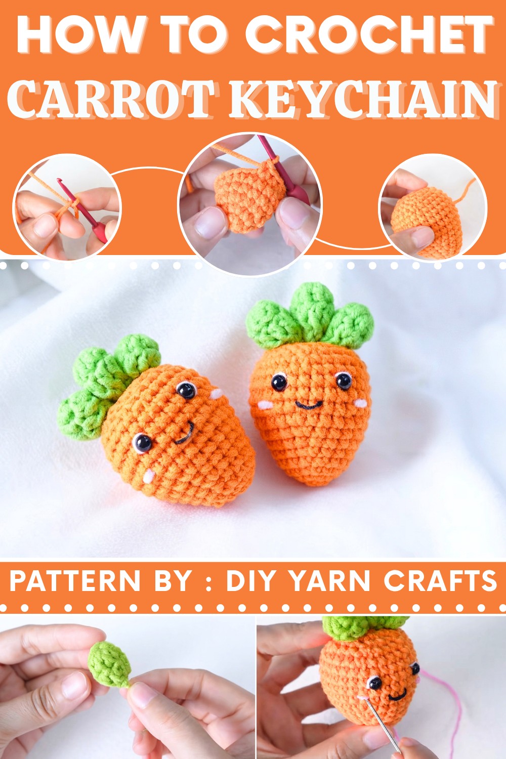 Crochet Carrot Keychain Step by Step (9)
