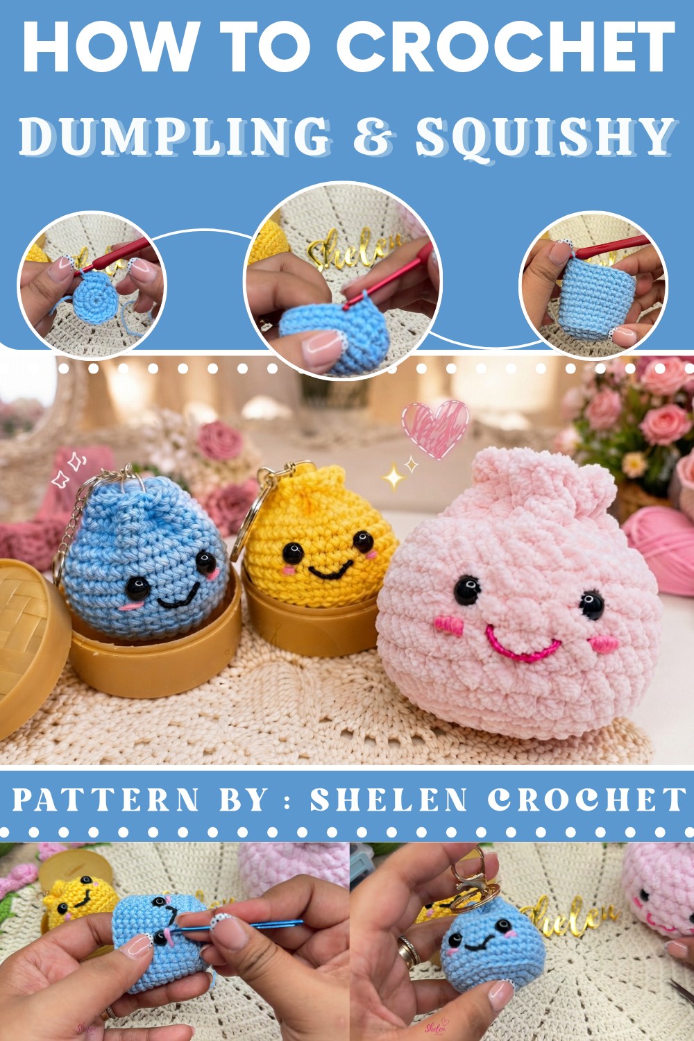 Crochet Dumpling Keychain and Squishy 🥟✨ Easy, Quick and Adorable Step-by-Step Tutorial (1)