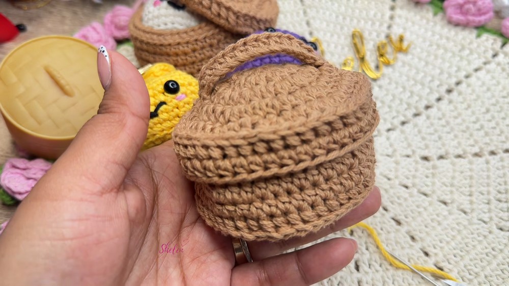 Crochet Dumpling Steamer Easy Kawaii Basket Step by Step (9)