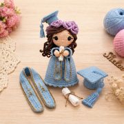 Crochet Graduation Accessories 🎓 Cap, Diploma and Stole for 20cm Amigurumi Doll 10