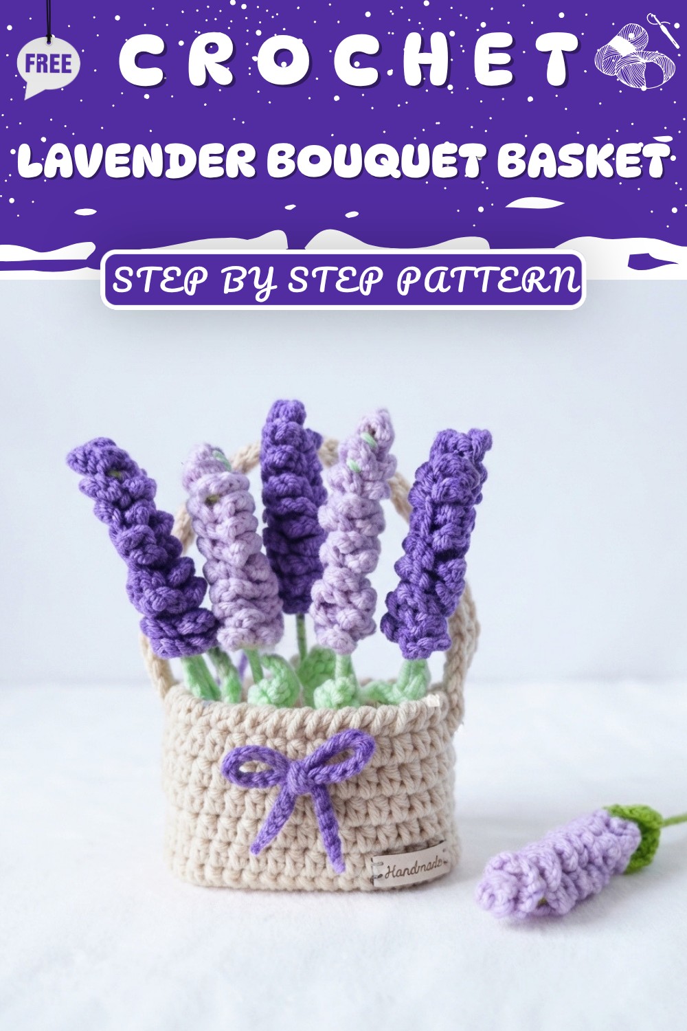 Crochet Lavender Bouquet in a Basket Tutorial
