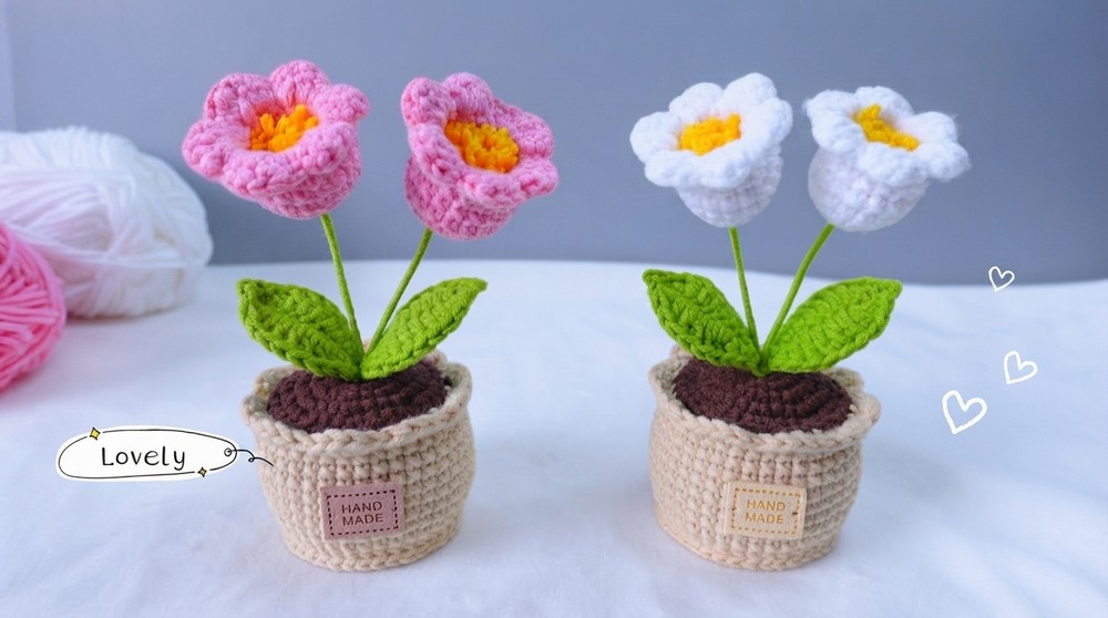Crochet Lily of the Valley in a Pot (1)