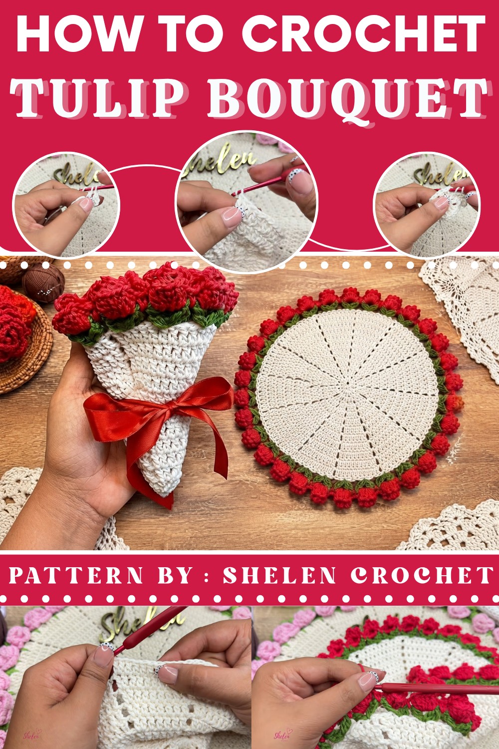 Crochet Mini Tulip Bouquet Rug 🌷 Step-by-Step Tutorial 30 cm (1)