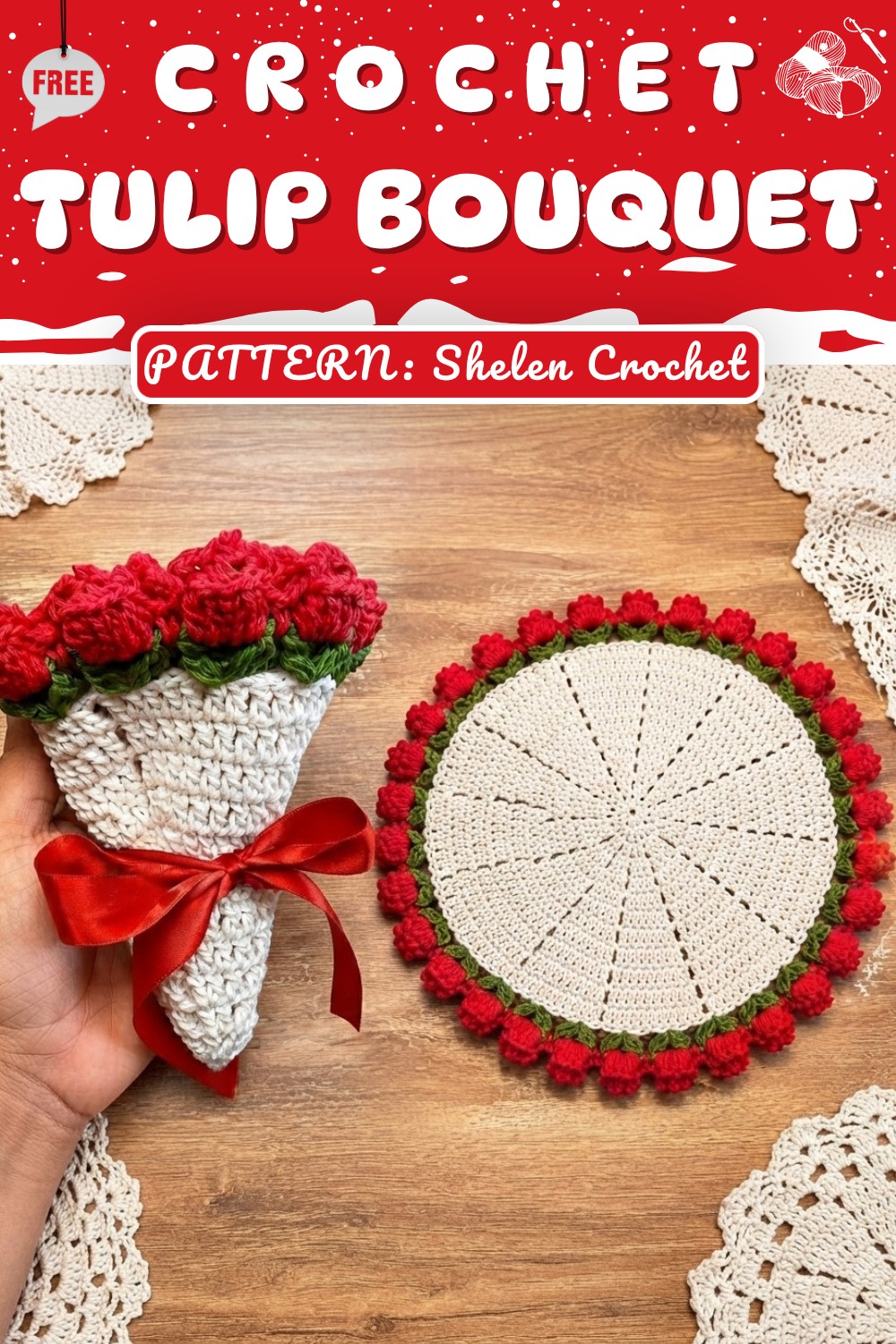 Crochet Mini Tulip Bouquet Rug 🌷 Step-by-Step Tutorial 30 cm (11)
