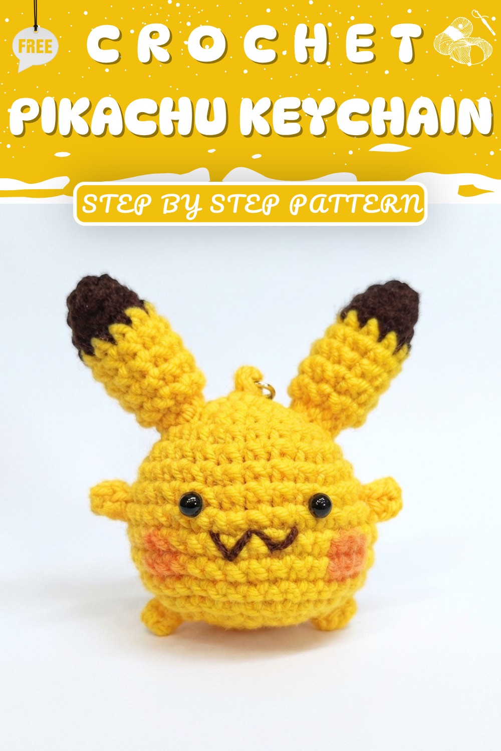 Crochet Pikachu Keychain Tutorial (9)