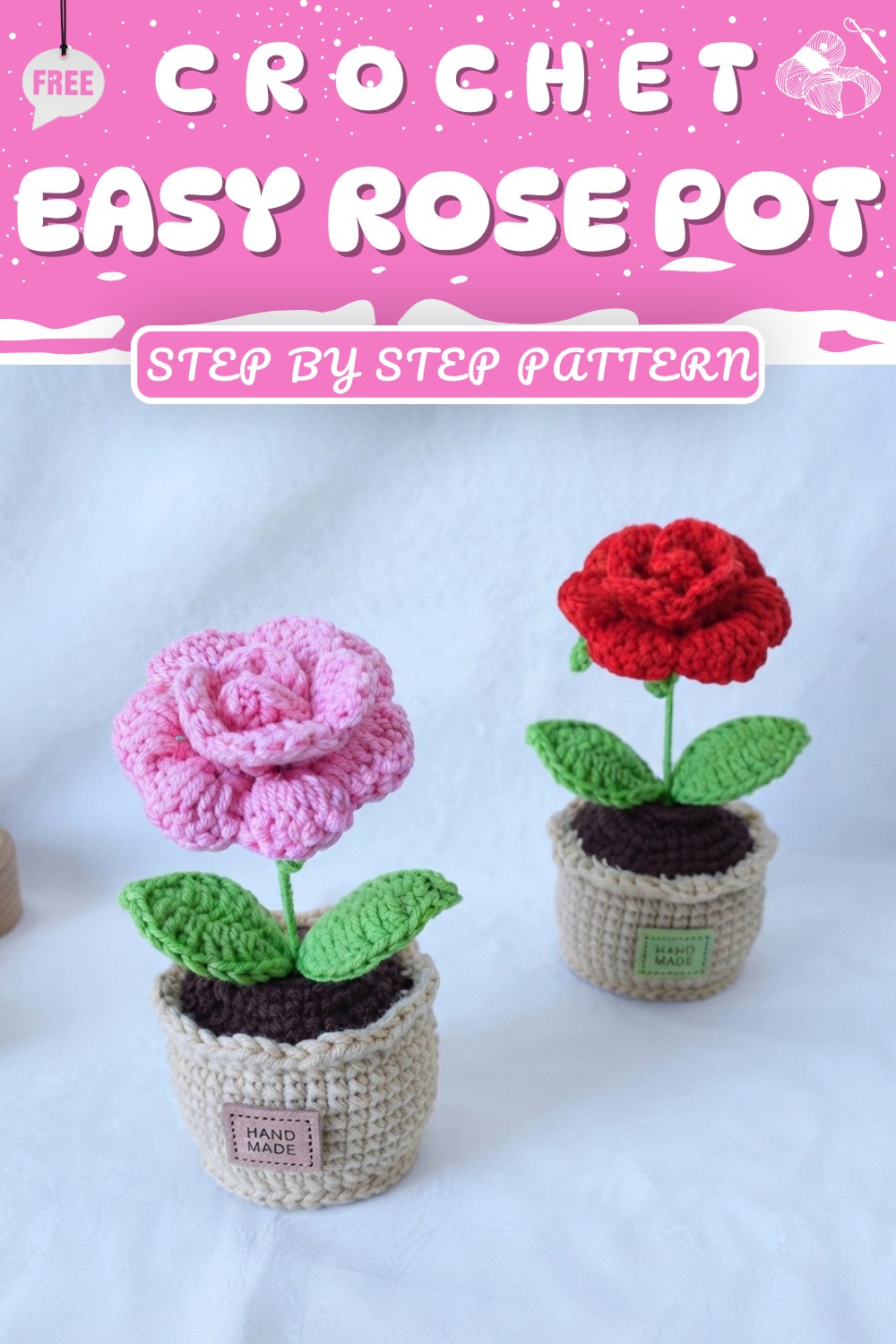 Crochet ROSE POT Pattern (8)