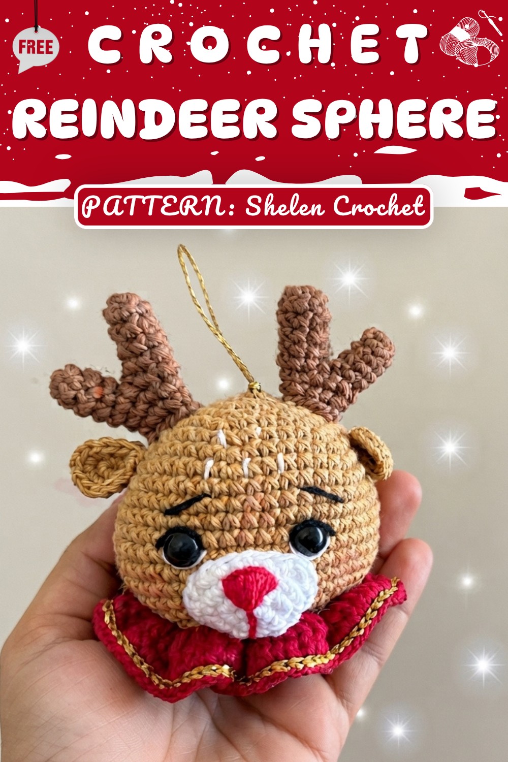 Crochet Reindeer Sphere Step-by-Step Tutorial (Christmas Amigurumi) (10)