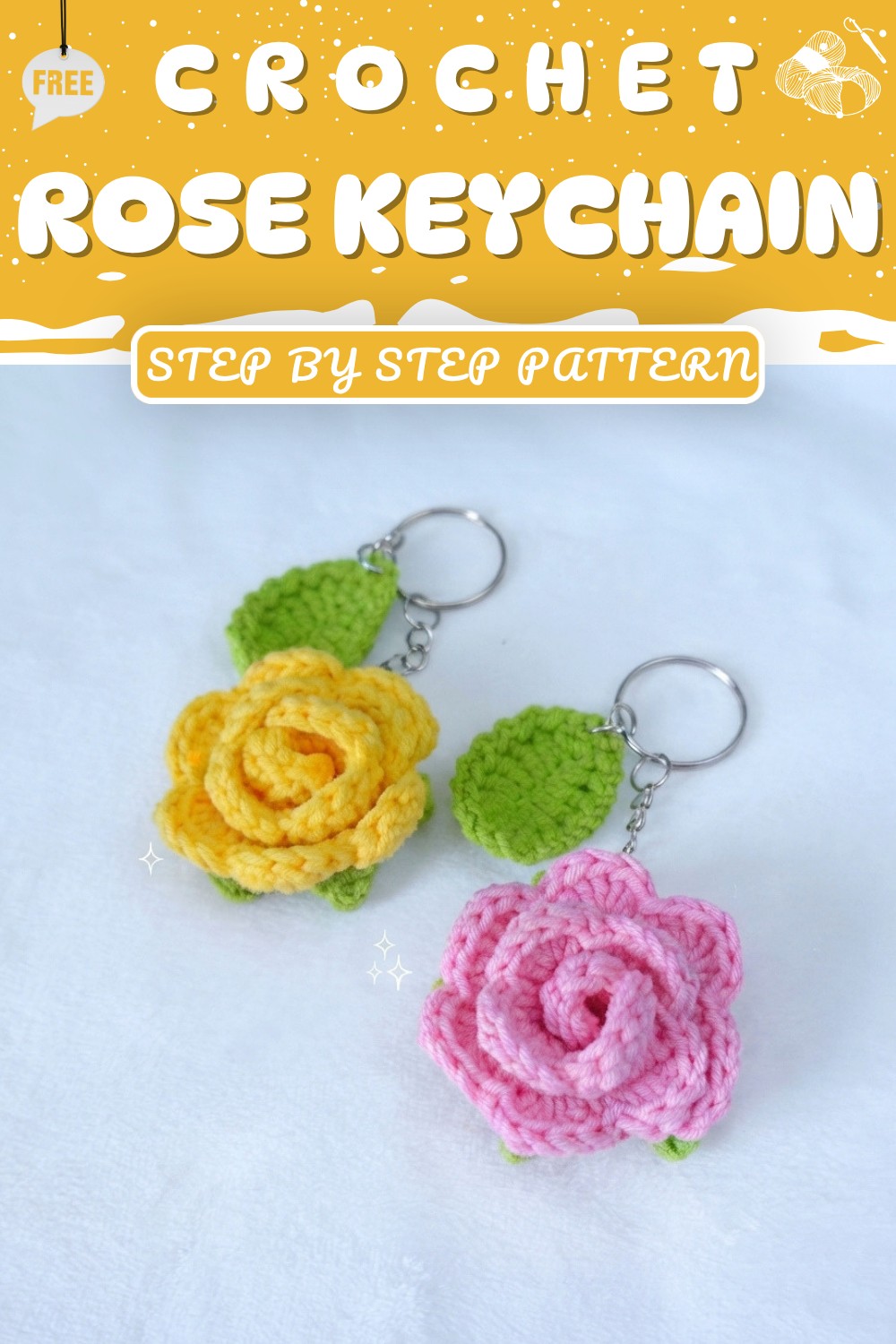 Crochet Rose Keychain Step by Step (3)