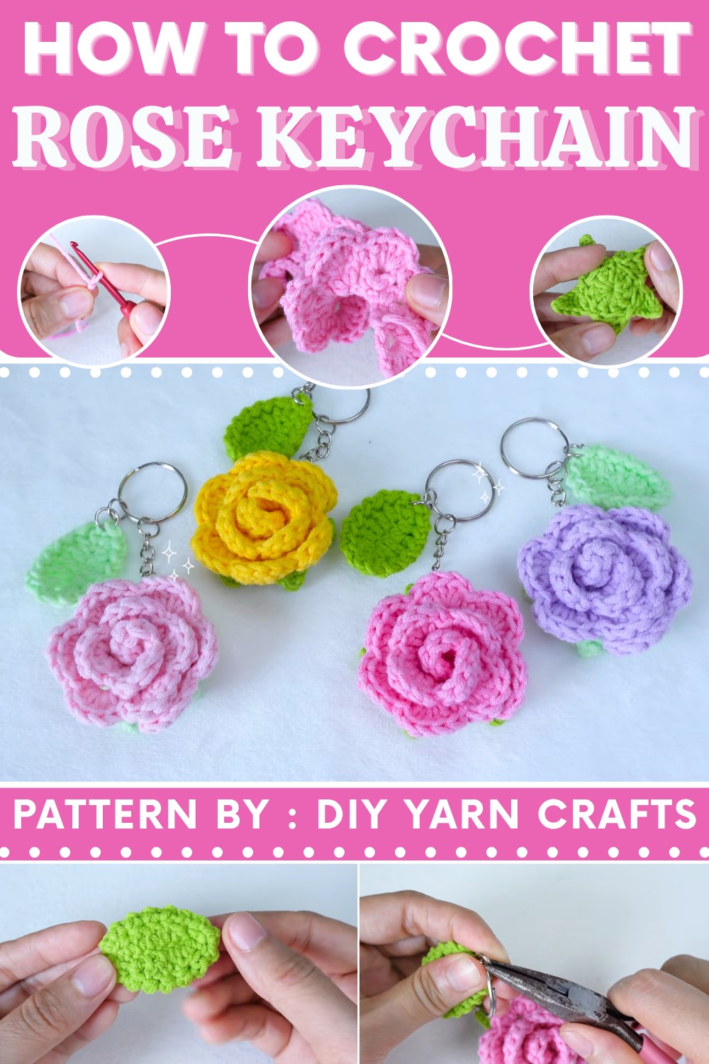 Crochet Rose Keychain Step by Step (9)