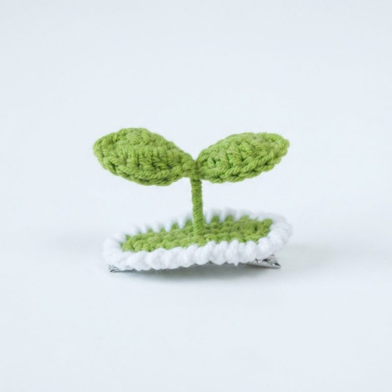 Crochet Sprout Hair Clips (7)