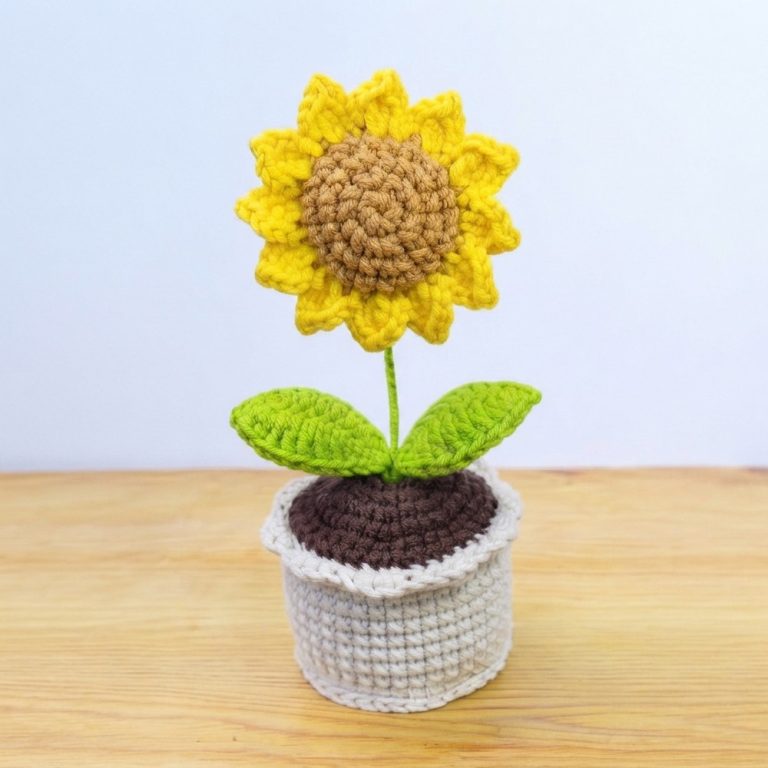 Crochet SunFlower Pot Tutorial (3)