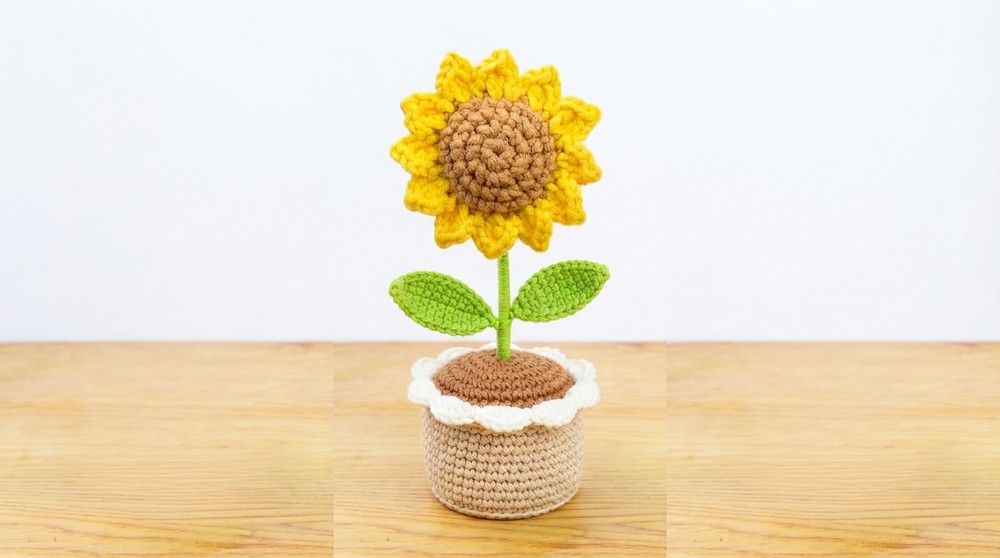 Crochet SunFlower Pot Tutorial (4)
