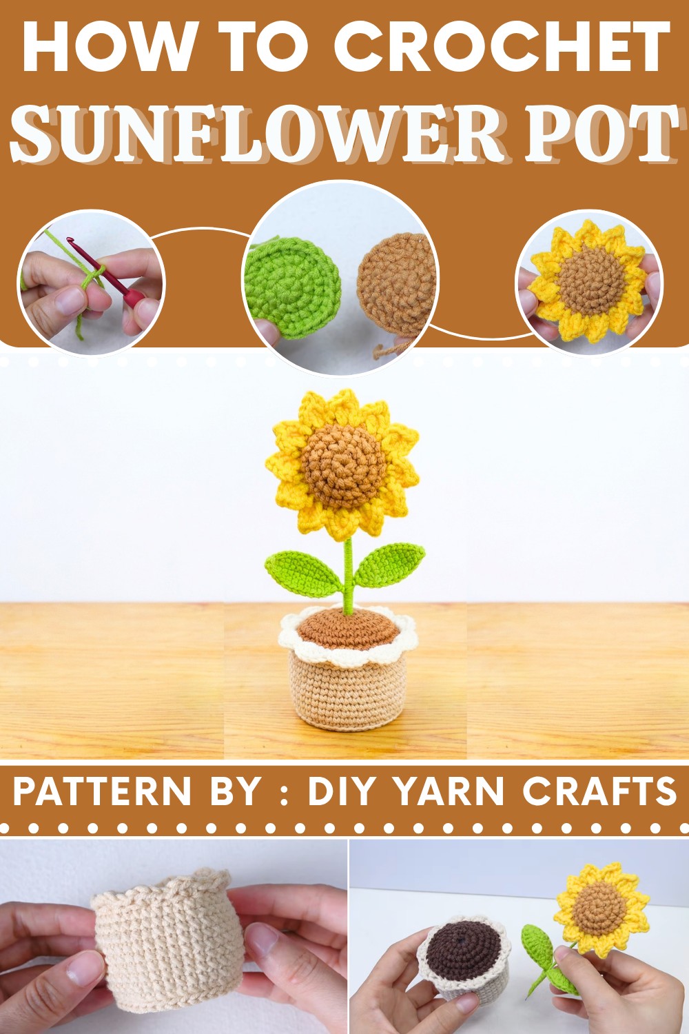 Crochet SunFlower Pot Tutorial (9)