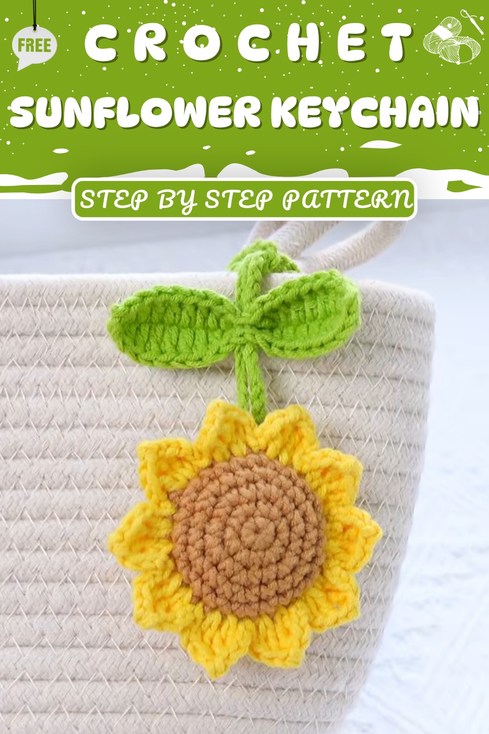 Crochet Sunflower Keychain Tutorial (8)