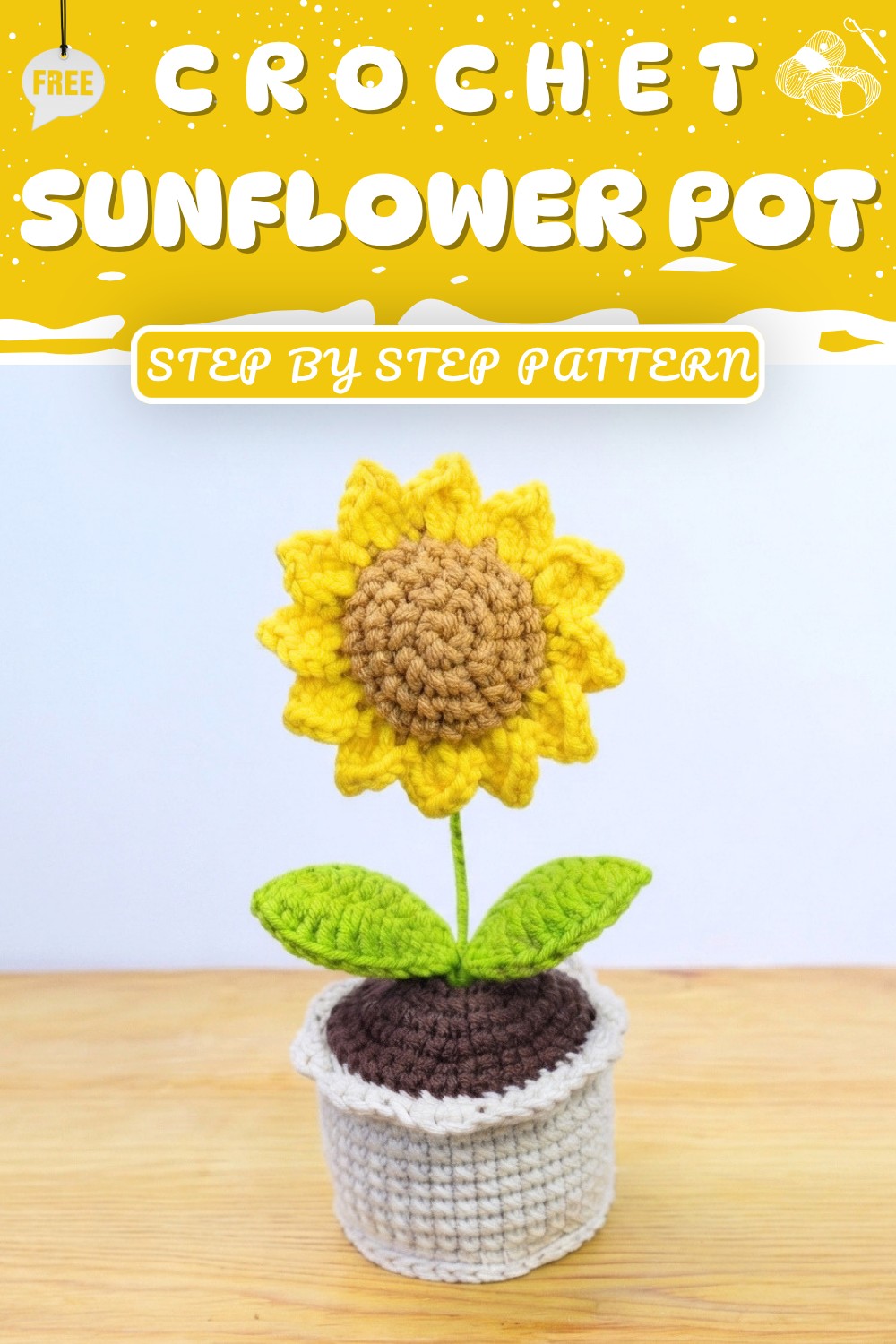 Crochet Sunflower Pot Tutorial (8)