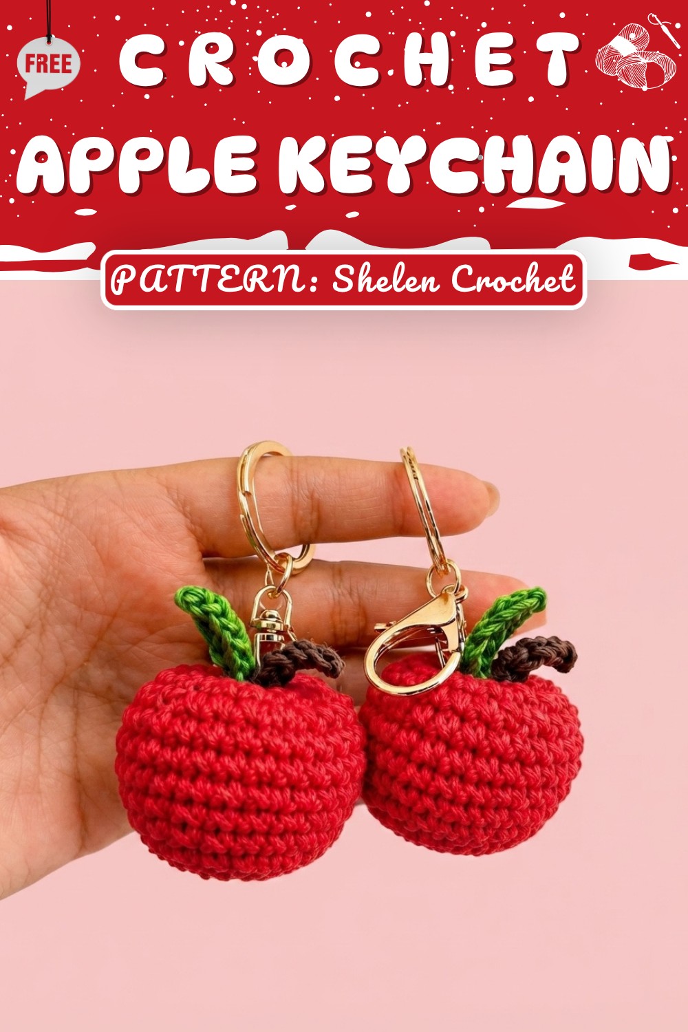 Easy Crochet Apple Keychain Tutorial 🍎 Step-by-Step Amigurumi (10)