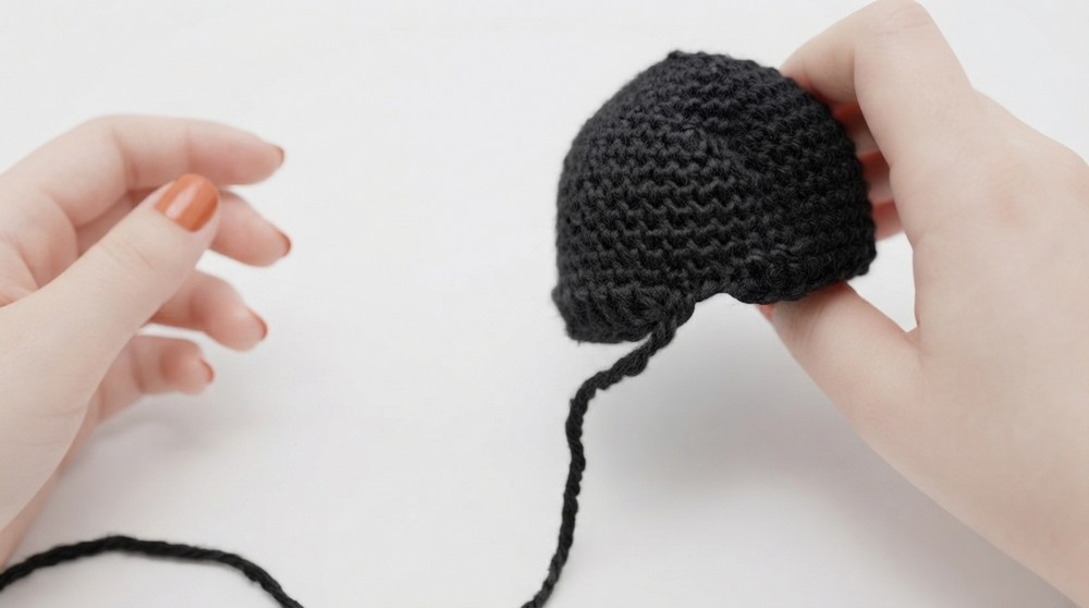HOW TO ADD HAIR, FACE AND CHRISTMAS HAT FOR AMIGIRUMI DOLL 5