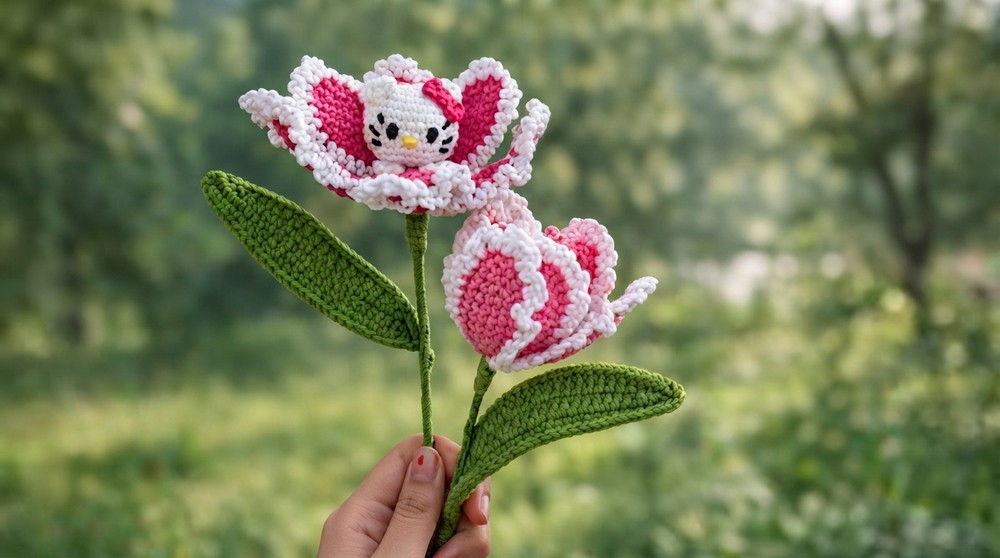 Hello Kitty Surprise Tulip Crochet 🌷 Amigurumi Step by Step (2)