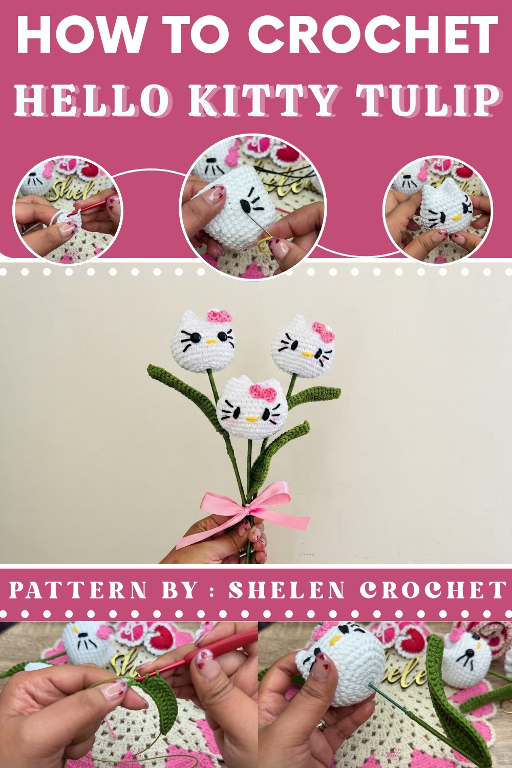 Hello Kitty Tulip Crochet 🌷 Step-by-Step Crochet Easy Amigurumi (1)