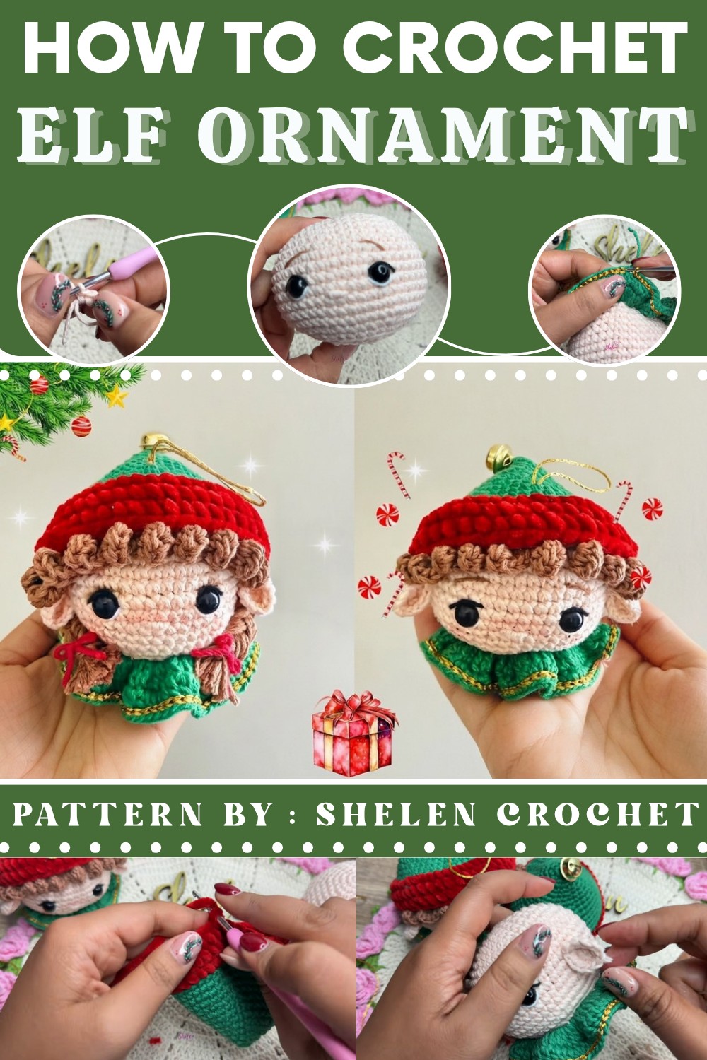 How to Crochet Elf Ornaments Christmas Amigurumi Step by Step 1